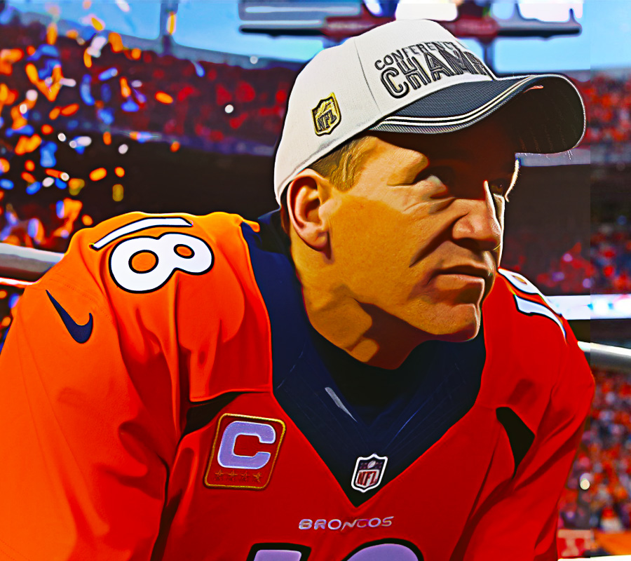 Peyton Manning dons new Denver Broncos jersey for DIRECTV